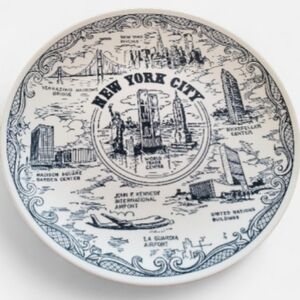 New York City Souvenir Plate,Vintage, Blue and White,Fine American Irostone .USA
